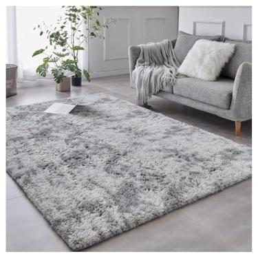 Imagem de SPXMQSS Tapete macio e longo de pelúcia para sala de estar, tapetes antiderrapantes que não caem para quarto, lavável na máquina para sala de estar, quarto, cabeceira, casa cinza claro 80 x 200 cm