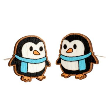 Imagem de Brincos de madeira para mulheres, pé grande, softball, tênis, pinguim, tartaruga, cão, gato, vaca, pato, Papai Noel, preguiça, hipopótamo, margarida, golfinho, fofo, vintage, hipoalergênico, brincos