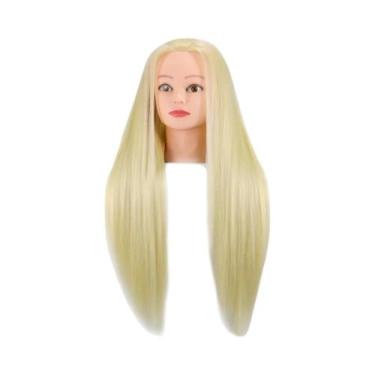 Imagem de Cabeça De Manequim De Cabelo Sintético Para Treinamento De Cabeleireir