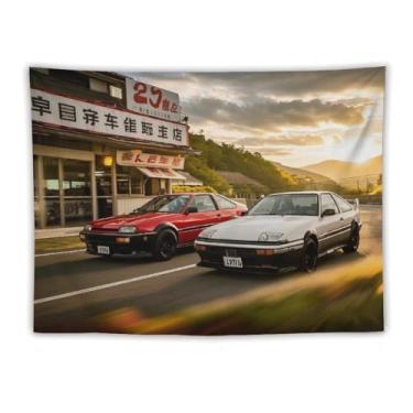 Imagem de HouLaiZhe Tapeçaria de carro Jdm 86 e Ae86 Corrida legal esportes pendurar na parede quarto decoração de casa tapeçarias estética piquenique decoração de parede arte de parede para dormitório sala de