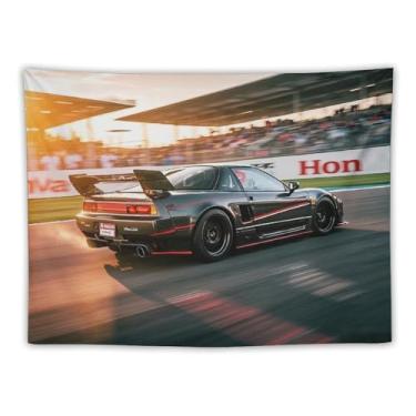 Imagem de HouLaiZhe Tapeçaria de carro Nsx Jdm pista de carro corrida esportes pendurar na parede quarto decoração de casa tapeçarias estética piquenique decoração de parede arte de parede para dormitório sala