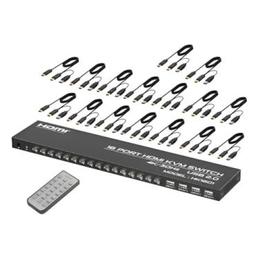 Imagem de Chaveador Switch Kvm Hdmi 16 Portas 16x1 Usb Com Cabos Kvm