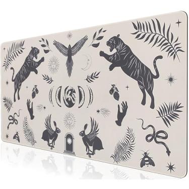 Imagem de L-SPOUTTO Tapete de mesa místico para teclado e mouse, tapete de mouse para jogos Astrology XXL, grande, 89,9 x 39,9 cm, base de borracha, antiderrapante, tapete de mesa para laptop, computador