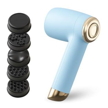 Imagem de Massageador Elétrico Corporal Portátil, 5 Cabeças de Massagem, Bateria Recarregável USB-C, Alívio Muscular e Drenagem Linfática, Plástico ABS, 25W, Design Ergonômico (Azul)