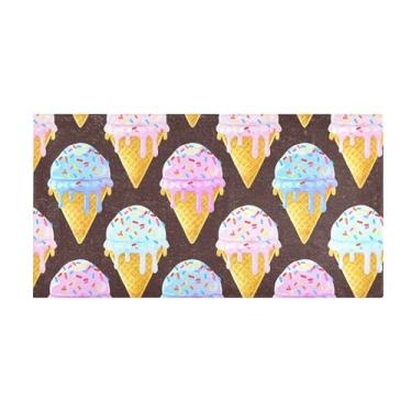 Imagem de Burbuja Tapete de corredor colorido sorvete de pelúcia antiderrapante tapete de borracha para corredor, quarto, sala de estar, decoração de entrada, lavável na máquina, 51 x 99 cm