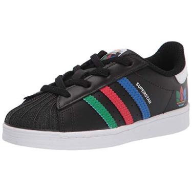 Imagem de adidas Originals Tênis infantil unissex Superstar, Preto/verde/branco., 4 Toddler