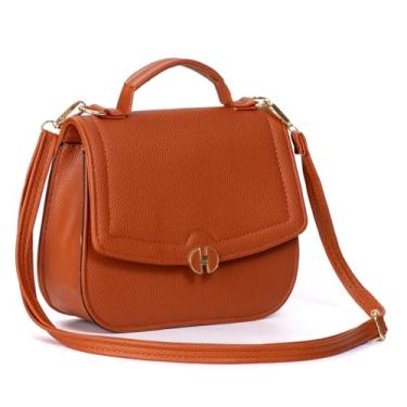 Imagem de Bolsa Tiracolo Transversal Alça de Mão Pequena Couro Ecológico De Ombro Média (Caramelo)