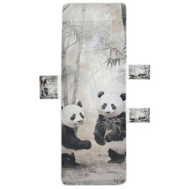 Imagem de STAYTOP Capa de toalha de cadeira de panda com pintura a tinta, capa de espreguiçadeira macia, capas de cadeira de praia com bolsos para jardim ao ar livre, pátio, pátio, banhos de sol, gramado, 215 x