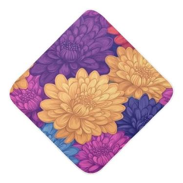 Imagem de Burbuja Toalha de banho de crisântemo para bebês - Toalha com capuz de musselina macia e absorvente para recém-nascidos, 76 x 76 cm