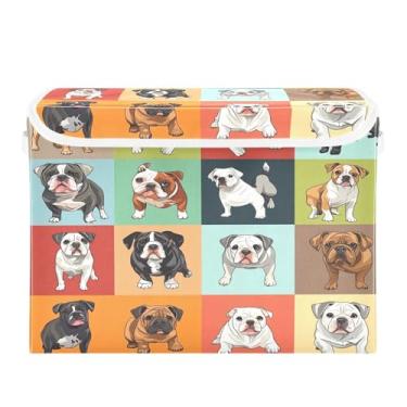 Imagem de CEBUGI Caixotes de armazenamento com tampas, caixa de armazenamento de tecido dobrável, compartimentos organizadores de cubos para armário de casa prateleiras de quarto 40 x 30 x 30 cm