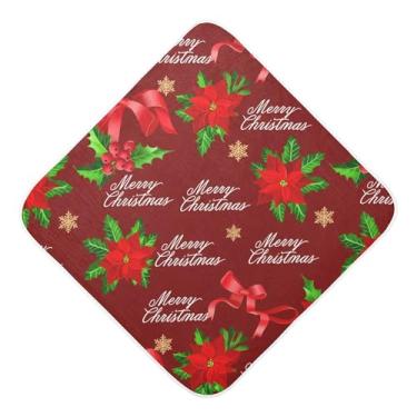 Imagem de Burbuja Toalha de banho de bebê com flores de Natal - Toalha com capuz de musselina macia e absorvente para recém-nascidos e bebês, 89 x 89 cm