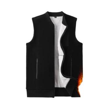 Imagem de Colete Masculino plus Size De Inverno Sem Mangas Com Gola Alta, Forro 