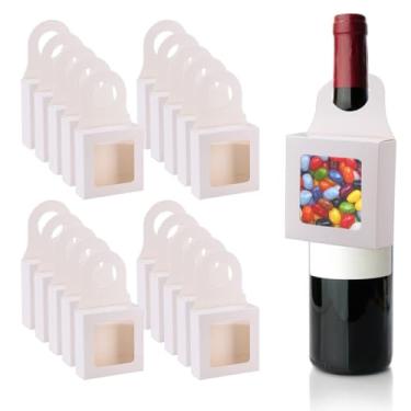 Imagem de DONGKER Caixas de garrafa de vinho, 20 peças de ganchos circulares de papel kraft, caixa pendurada com janela para guardar biscoitos de chocolate e doces