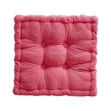 Imagem de Ｂｅｓｇａ Almofada de assento em formato de biscoito, almofada de chão quadrada, macia e confortável para meditação, ideal para decoração de escritório, quarto, Rosa Vermelha