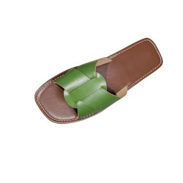 Imagem de Pantufas femininas de praia de bico aberto casual, estilo verão, uso ao ar livre, cor sólida, design retrô, Verde, 39