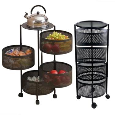 Imagem de Gaveteiro Multiuso Giratório Carrinho Organizador Fruteira DE METAL com Rodinhas Preto(QUADRADA)