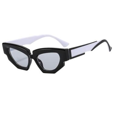 Imagem de Óculos de Sol UV400 - Olho de Gato com Estampa de Leopardo Degradê para Homens e Mulheres, Esportivos, para Corrida e Ciclismo, Branco