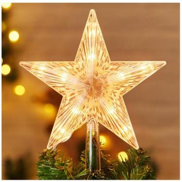 Imagem de Topper de árvore de Natal Lighted Star 24 cm com 10 lâmpadas brancas q