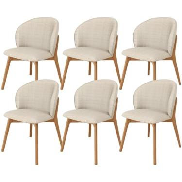 Imagem de Kit 06 Cadeiras de Jantar e Estar Living Estofada Mia L02 Linho Palha - Lyam Decor