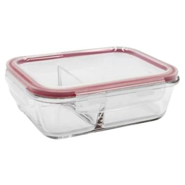 Imagem de POTE DE VIDRO HERMÉTICO RETANGULAR C/DIVISORIA VERM 1,04L - CM12