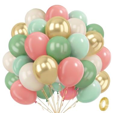 Imagem de Balões de ouro rosa verde sálvia, 50 peças, 30,5 cm, verde-oliva empoeirado, verde-menta, areia, branco, metálico, dourado, balão, retrô, blush, rosa, para aniversário, selva, safári, chá de bebê