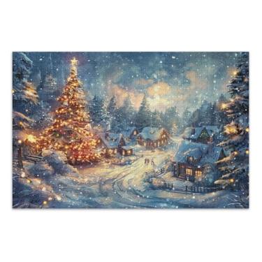 Imagem de Quebra-cabeças para adultos Noite de Natal com árvore de Natal, 1000 peças, quebra-cabeças grandes com letras na parte de trás