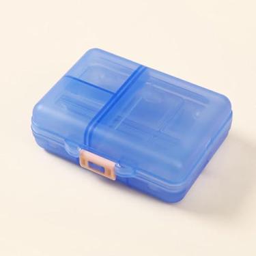 Imagem de Organizador semanal de comprimidos dobrável Seven Grid estojo compacto portátil para armazenamento de medicamentos azul