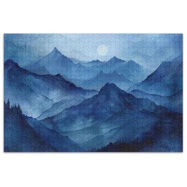 Imagem de Quebra-cabeças para adultos com paisagem de montanhas índigo, 1000 peças, presentes para elefantes brancos, jogos de arte de brinquedo Prime