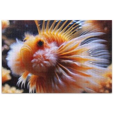 Imagem de Quebra-cabeças engraçados de peixes marinhos 500 peças para adultos quebra-cabeça presentes família quebra-cabeça paisagem floral