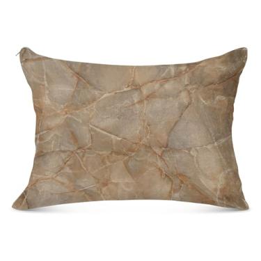 Imagem de Capa de almofada decorativa com zíper marrom estética padrão queen king size fronha fofa para sofá cama de casa, tamanho king, 50,8 cm x 101,6 cm