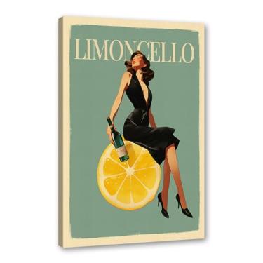 Imagem de Pôster em tela de licor de limão mulher sexy sentada em limões Limoncello cozinha arte de parede impressão de imagem moderna criatividade sala de jantar decoração de bar (SKU1,30.5x45.7 cm = (30x45 cm