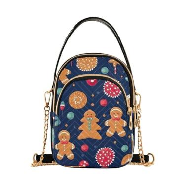 Imagem de Bolsa tiracolo feminina Christmas Cookie pequena, transversal com alça, bolsas transversais elegantes para viagens, Christmas Cookie-4, One Size