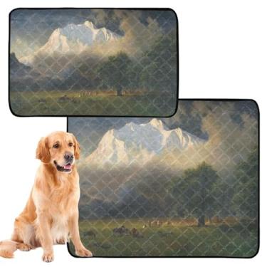 Imagem de TSENQUE Almofadas de xixi laváveis para cães Bierstadt Albert Mount Adams paisagem almofada reutilizável para gatos tapete de cachorro fofo tapete impermeável absorvente para treinamento de filhotes