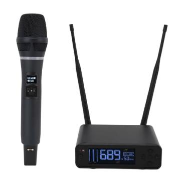 Imagem de Jopwkuin de Microfone Portátil Sem Fio Profissional Som Cristalino para Performance Em Palco de karaokê, Liga de Alumínio, Conexão Dupla, 2 Microfones Sem Fio para Canto Em Grupo