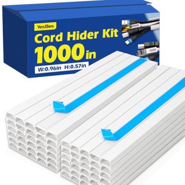 Imagem de Kit de hider de cabo de 2,540 cm, capas de cabos para fios na parede, pista de cabos pintável, hider de cabos para montagem na parede, kit de parede para esconder cabos de TV, capas de fio para cabos