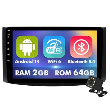 Imagem de Tela sensível ao toque IPS de 9 polegadas Android 14 estéreo para carro Chevrolet Aveo 2006-2012 com CarPlay sem fio e Android Auto 2 + rádio de carro de 64 GB, compatível com WiFi 6, Bluetooth, 5.4
