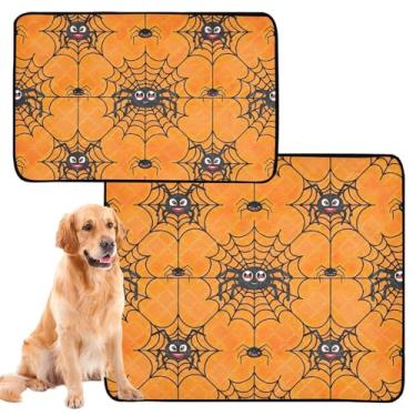 Imagem de TSENQUE Black Spiders Teia de Aranha Laranja Reutilizável Almofada para Gatos Pet Pet Pet Pee Pads para Cães À Prova D'Água Tapete de Gaiola de Cachorro Bonito para Cachorros, Pequeno x Pacote com 3