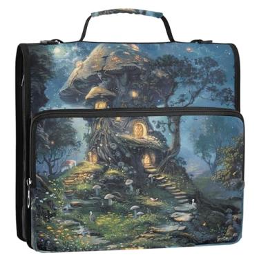 Imagem de Fichário de conto de fadas país das maravilhas 3,8 cm fichário organizador com zíper com alça bolsa escolar básica pasta de portfólio de armazenamento com alça
