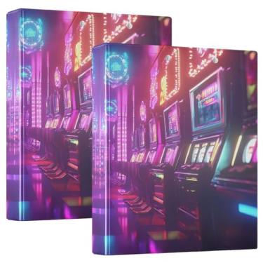 Imagem de Fichário de anel neon Slot Machines, comporta 200 folhas, 2 fichários de escritório