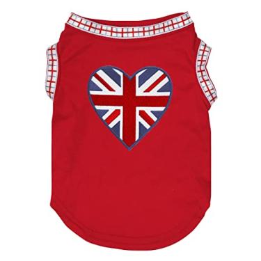 Imagem de Petitebella Camisa de cachorro com coração britânico (vermelha/bainha inglesa, grande)