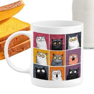 Imagem de Caneca De Gato, Caneca 350ml Com Pega Antiderrapante Para Bebidas, Chávena De Café Divertida Para Bebidas, Para Chá Água Leite Quentes Frias Amigos Crianças Mulheres Homens