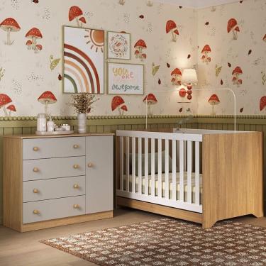 Imagem de Berço Americano 3 em 1 com Cômoda 1 Porta 4 Gavetas Encanto Multimóveis MP4683