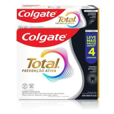 Imagem de Creme Dental Colgate Total Prevenção Ativa Carvão Ativado 4 Unidades d