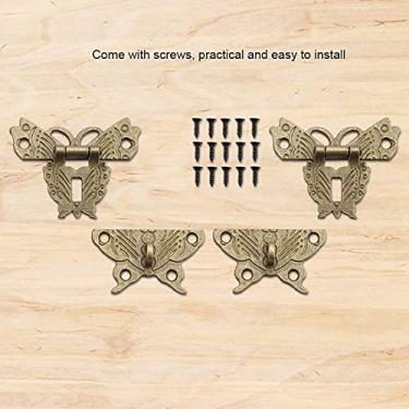 Imagem de Tranca de Cerradura Decorativa Vintage Retrô em Liga Zinco para Caixa Jóias Madeira Armário Ferramentas Resistente com Parafusos Fácil Instalar