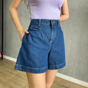 Imagem de Shorts Jeans Feminino Cintura Alta com Pregas Forever 21  Estilo e Con