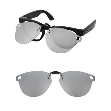 Imagem de HILEEN Óculos de sol polarizados Flip-up Clip-on para Ray-Ban Meta Headliner RW4009 e Gen 2 RW4013 50 mm para homens mulheres proteção UV - prata
