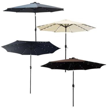 Imagem de Ombrelone Base Central Articulado Redondo 2,7m Alumínio com Led Piscina Importway Iwobcal-270