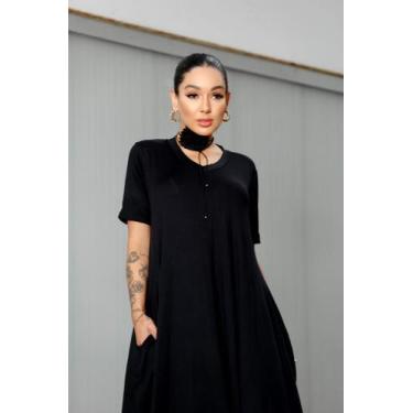 Imagem de Vestido Feminino Longo + Manga Curta Santander Instância Bela