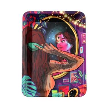 Imagem de Estojo De Metal Para Rolagem De Cigarros 18x12.5cm, Bandeja De Armazen