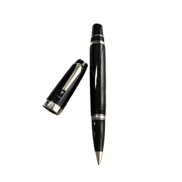 Imagem de AXPTI Caneta-tinteiro de ponta retrátil exclusiva de luxo com brilho para presente, clipe de diamante de cor aleatória (rolo D, com uma bolsa de couro)